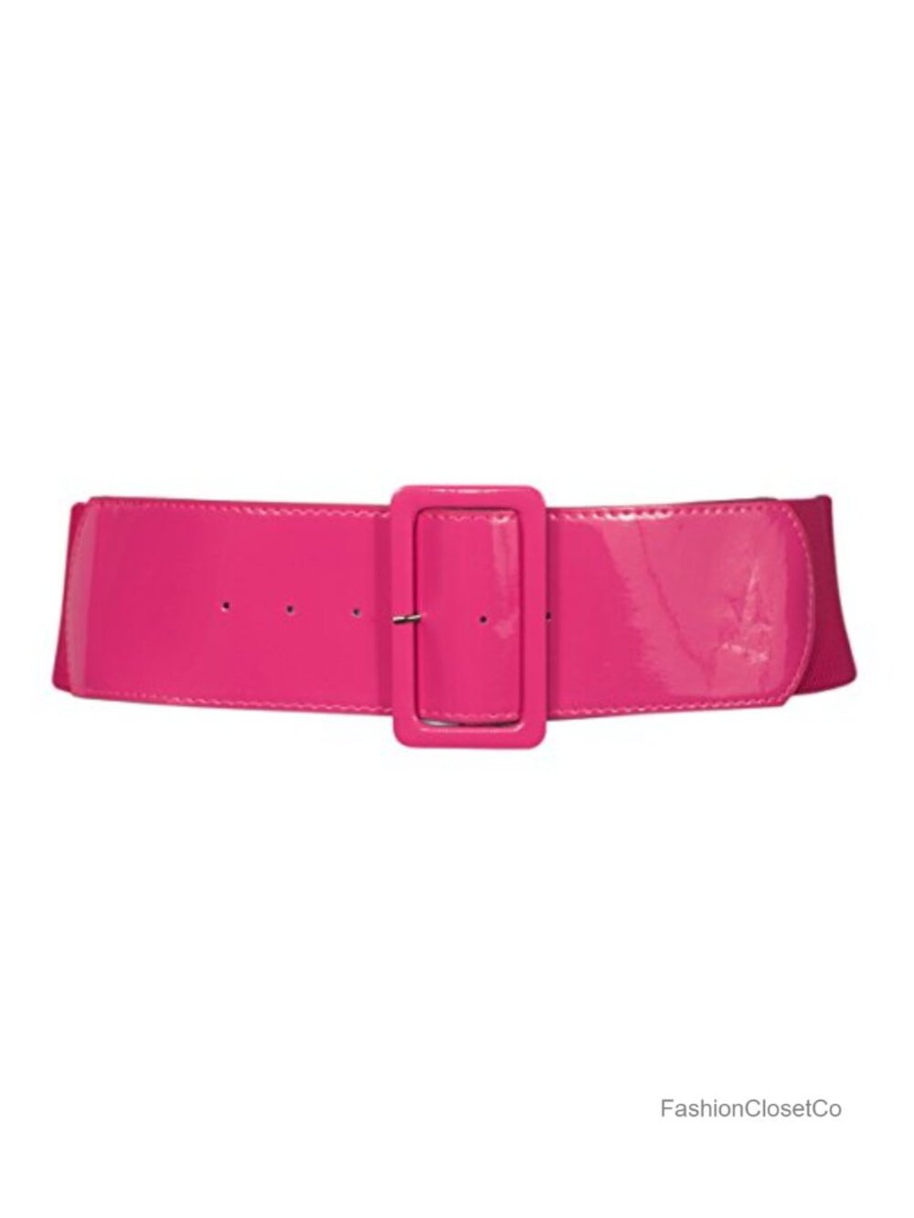 Women's Wide Patent Leather Elastic Buckle High Waist Fashion Belt